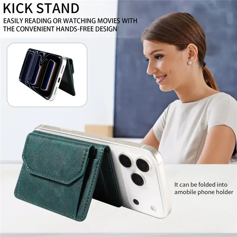 SBG MagSafe Uitklapbare Pasjeshouder / Portemonnee met Standaard en RFID Groen afbeelding 9