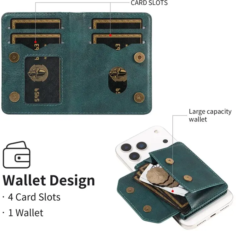 SBG MagSafe Uitklapbare Pasjeshouder / Portemonnee met Standaard en RFID Groen afbeelding 14