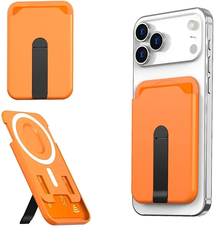 SBG Aluminium Magsafe Pasjeshouder met Verticale Standaard Oranje afbeelding 1