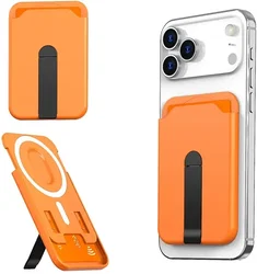 SBG Aluminium Magsafe Pasjeshouder met Verticale Standaard Oranje afbeelding