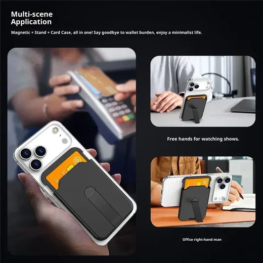 SBG Aluminium Magsafe Pasjeshouder met Verticale Standaard Oranje afbeelding 6