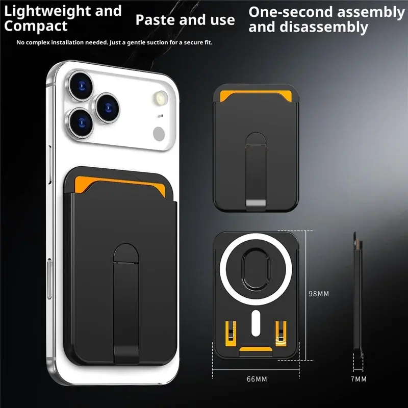 SBG Aluminium Magsafe Pasjeshouder met Verticale Standaard Oranje afbeelding 8