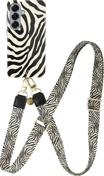 AVY Samsung Galaxy S26 Plus MagSafe Hoesje met Koord (130CM) Serengeti Zebra