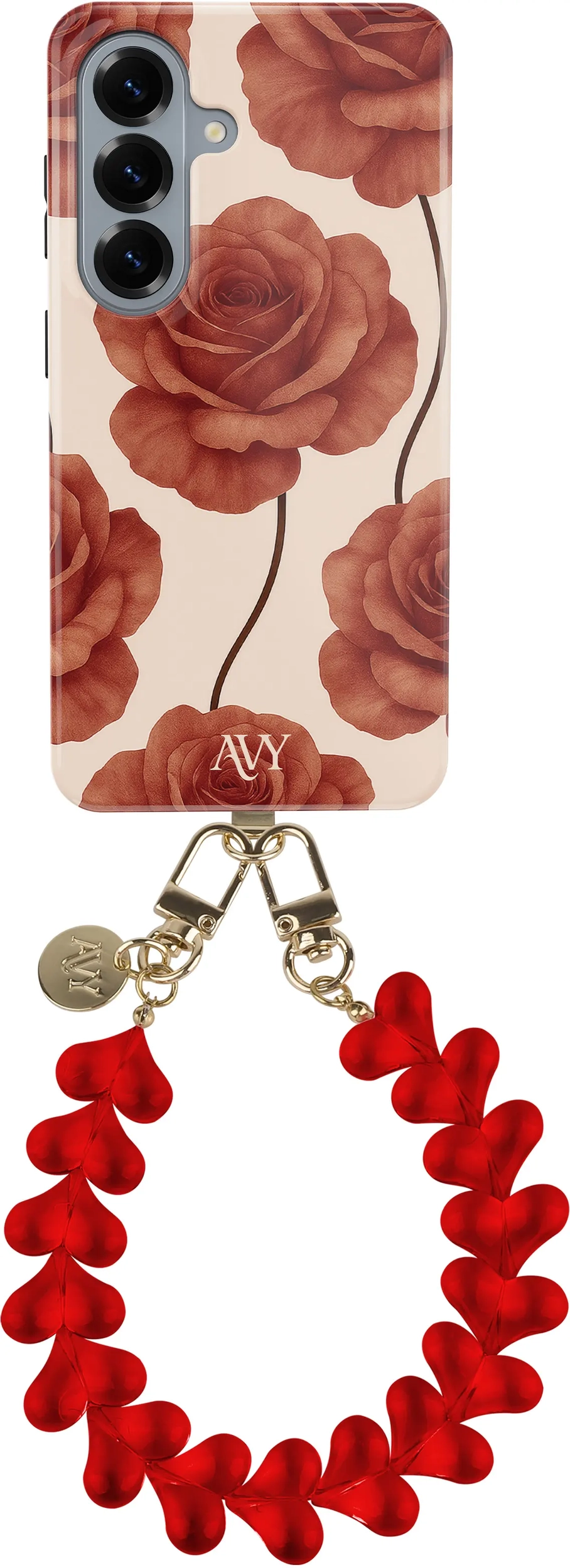 AVY Samsung Galaxy S26 Plus MagSafe Hoesje met Koord (30CM) Hearts & Roses afbeelding 1