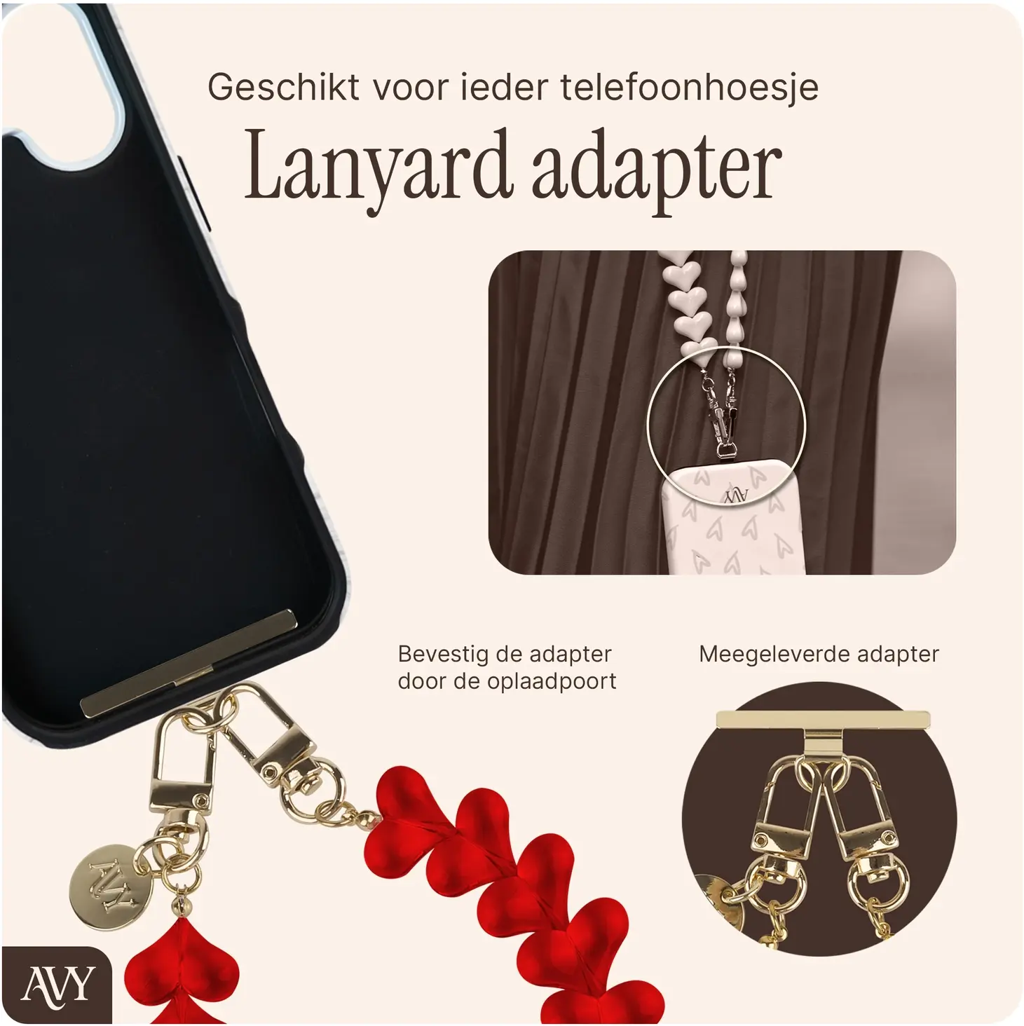 AVY Samsung Galaxy S26 Plus MagSafe Hoesje met Koord (30CM) Hearts & Roses afbeelding 10