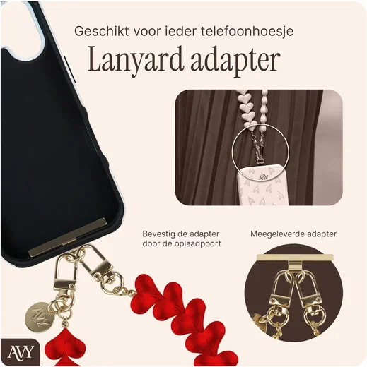 AVY Samsung Galaxy S26 Plus MagSafe Hoesje met Koord (30CM) Hearts & Roses afbeelding 10