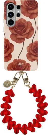 AVY Samsung Galaxy S26 Ultra MagSafe Hoesje met Koord (30CM) Hearts & Roses afbeelding 1