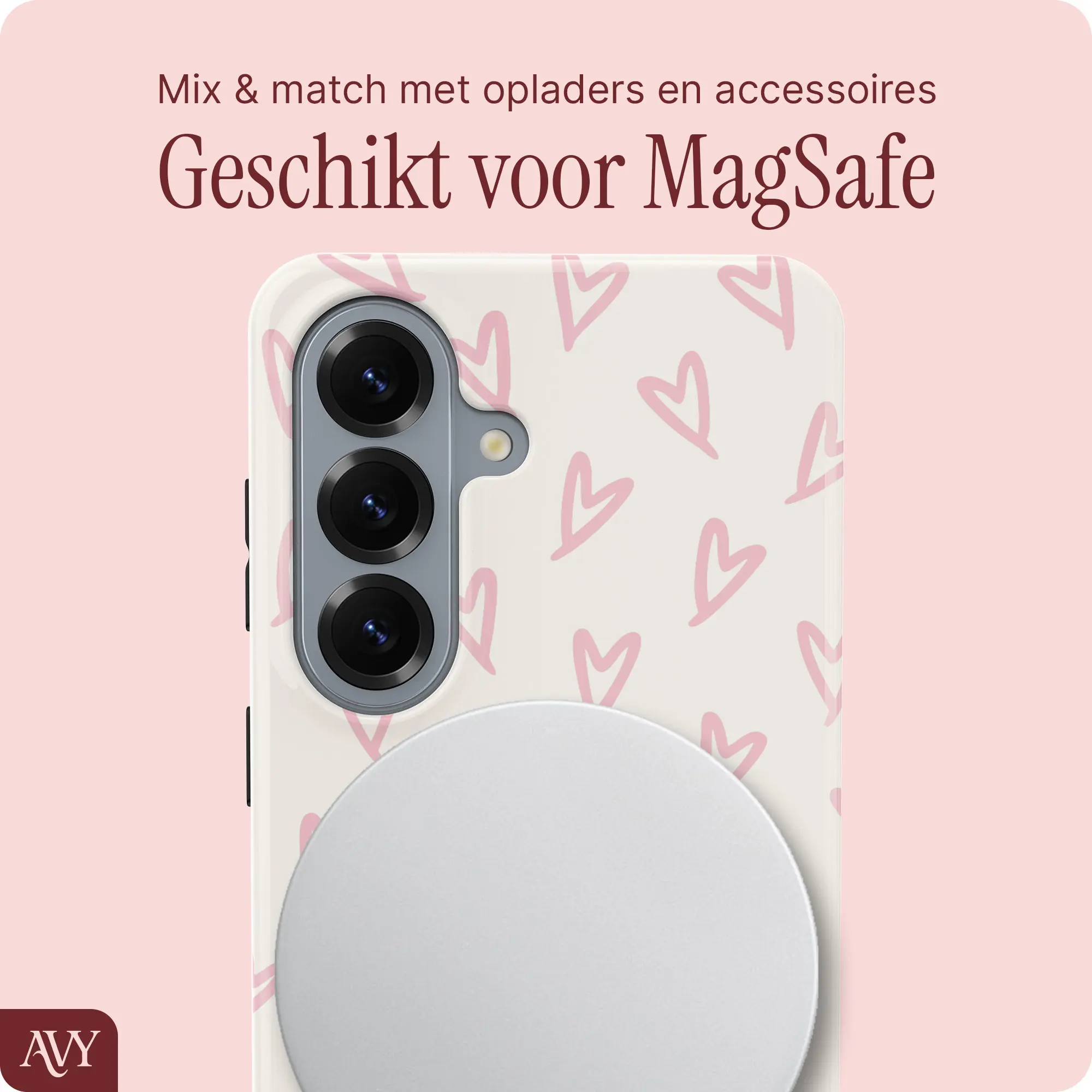 AVY Samsung Galaxy S26 MagSafe Hoesje met Koord (30CM) Cupid Hearts afbeelding 8