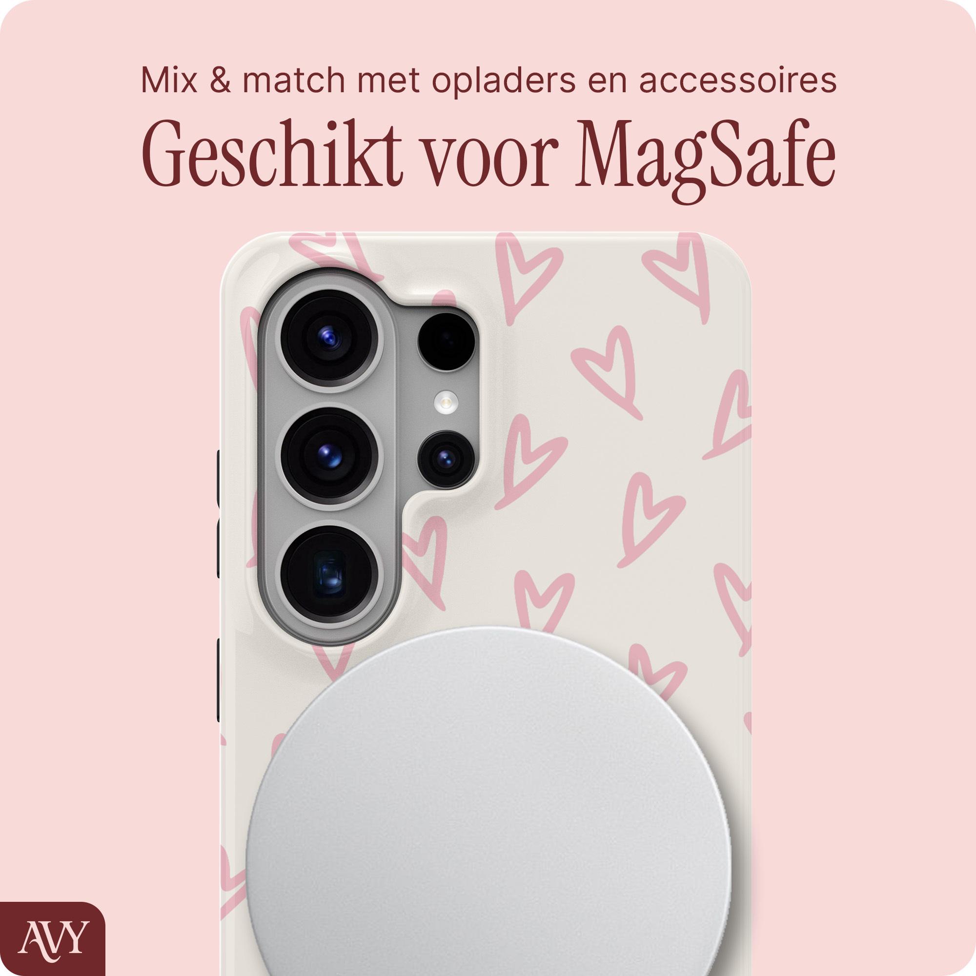 AVY Samsung Galaxy S26 Ultra MagSafe Hoesje met Koord (30CM) Cupid Hearts afbeelding 7