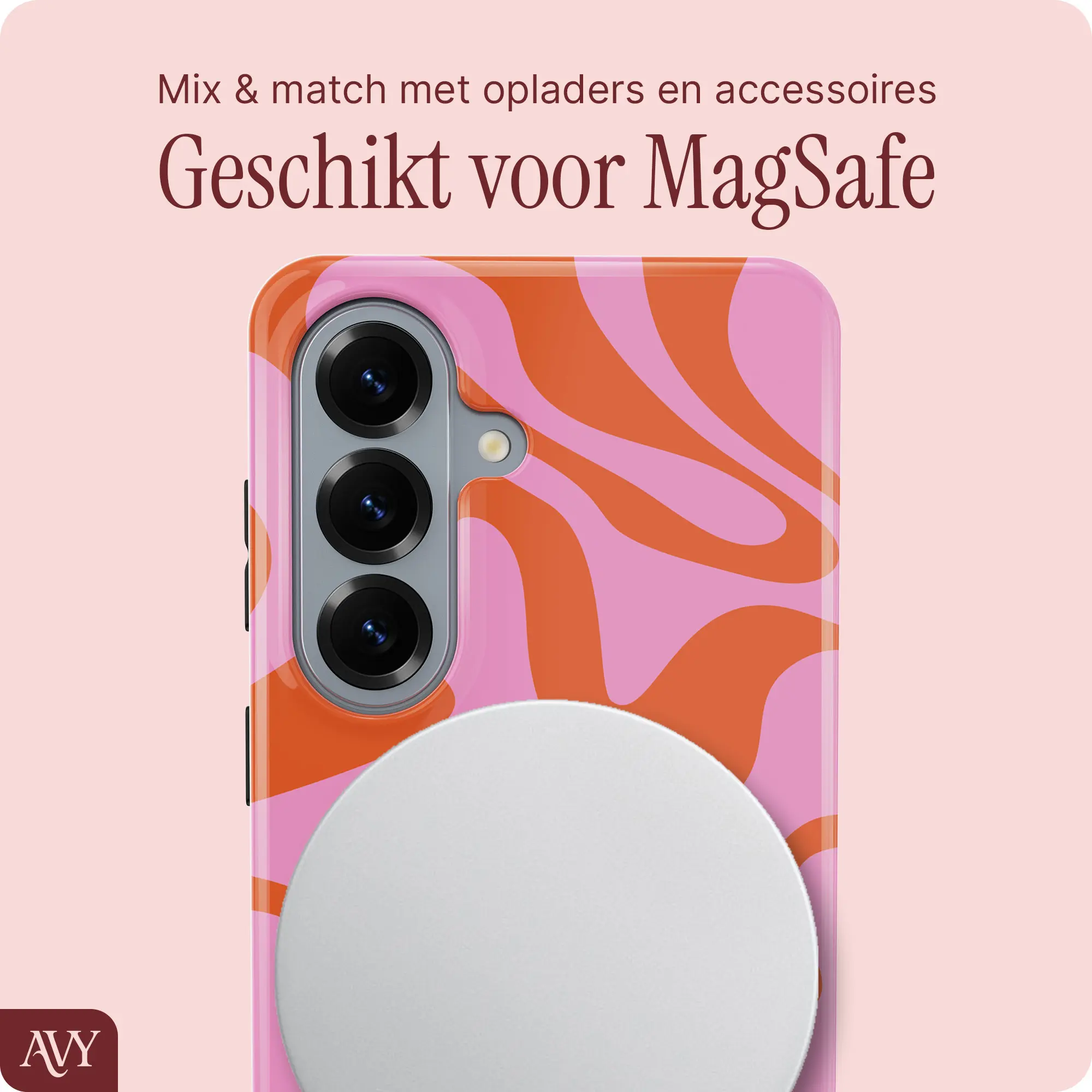 AVY Samsung Galaxy S26 MagSafe Hoesje met Koord (30CM) Rosé Hearts afbeelding 7