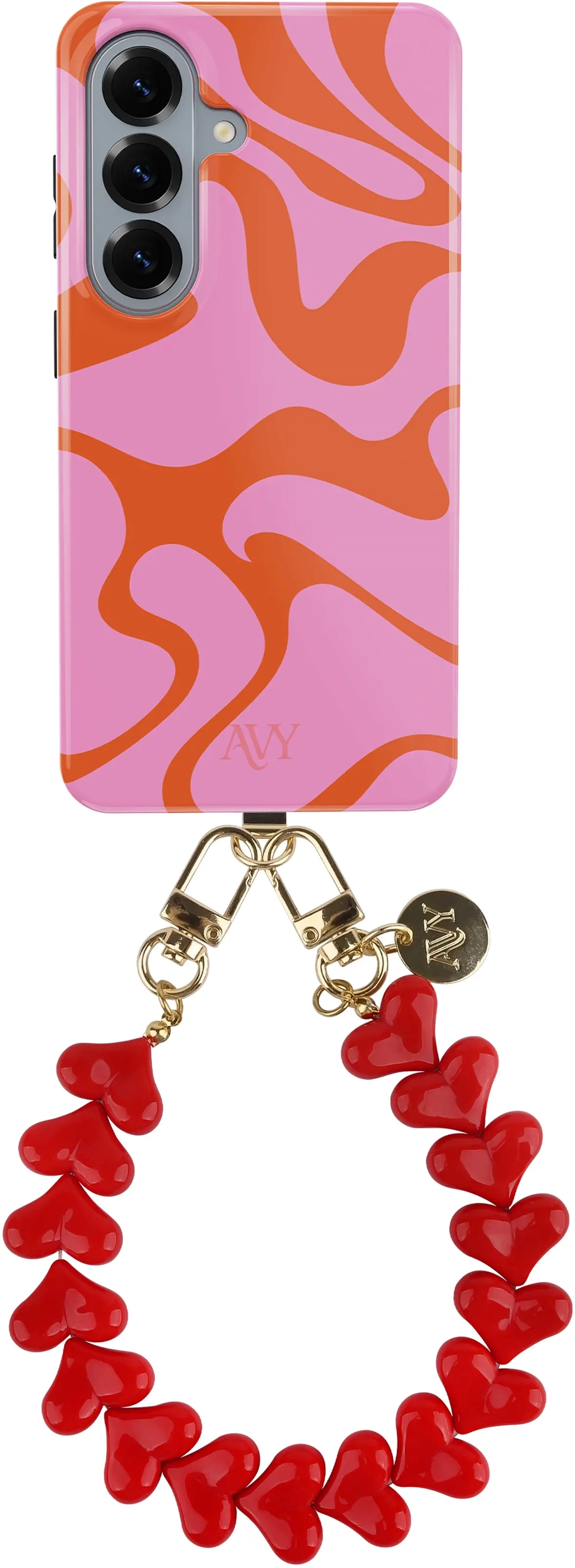 AVY Samsung Galaxy S26 MagSafe Hoesje met Koord (30CM) Rosé Hearts afbeelding 1