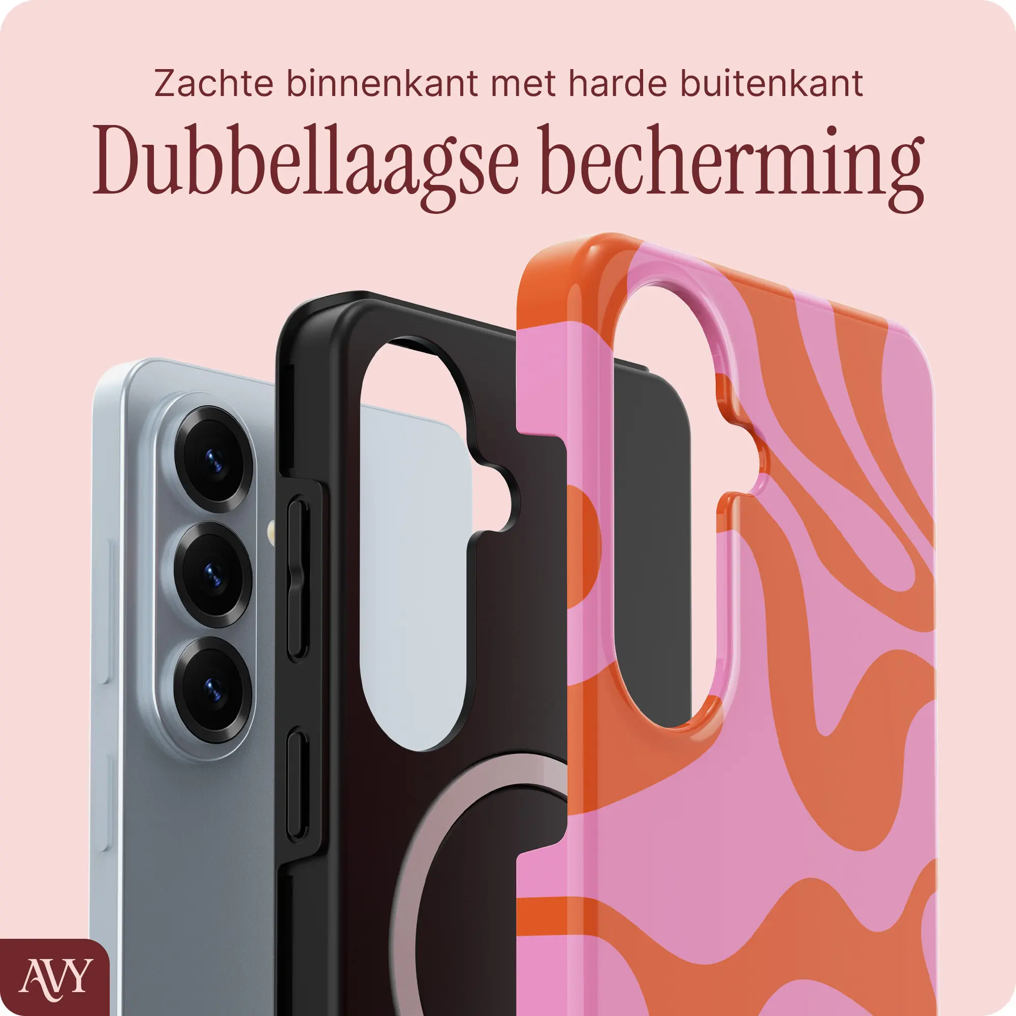 AVY Samsung Galaxy S26 MagSafe Hoesje met Koord (30CM) Rosé Hearts afbeelding 5