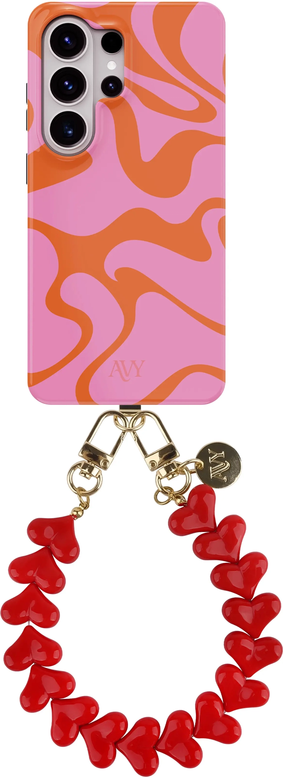 AVY Samsung Galaxy S26 Ultra MagSafe Hoesje met Koord (30CM) Rosé Hearts afbeelding 1