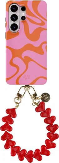 AVY Samsung Galaxy S26 Ultra MagSafe Hoesje met Koord (30CM) Rosé Hearts afbeelding 1