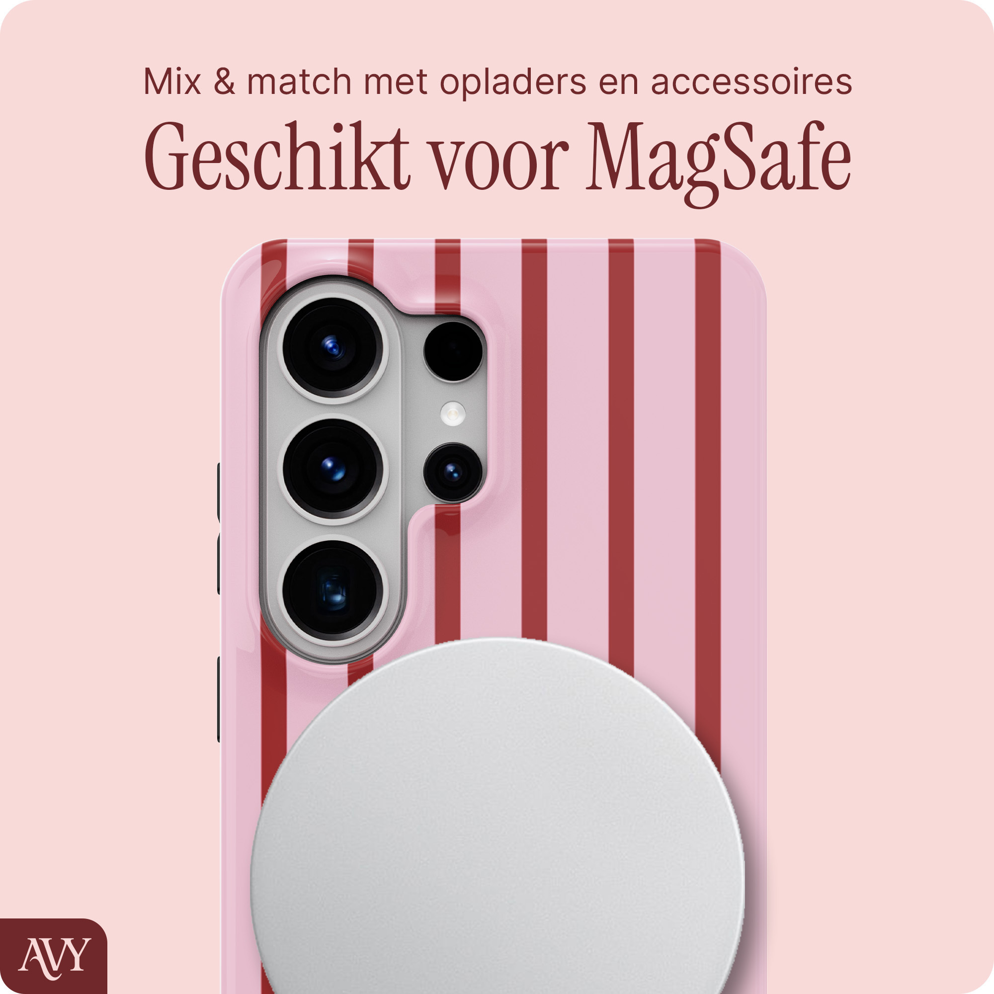 AVY Samsung Galaxy S26 Ultra MagSafe Hoesje met Koord (30CM) Linea Hearts afbeelding 7