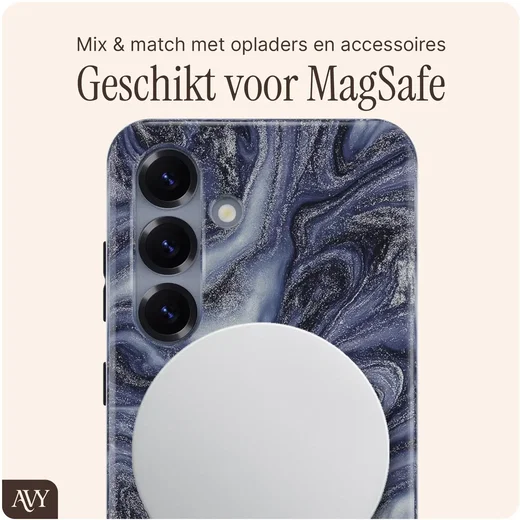 AVY Samsung Galaxy S25 MagSafe Hoesje met Koord (120CM) Obscura Blue afbeelding 7