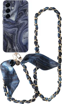 AVY Samsung Galaxy S25 MagSafe Hoesje met Koord (120CM) Obscura Blue