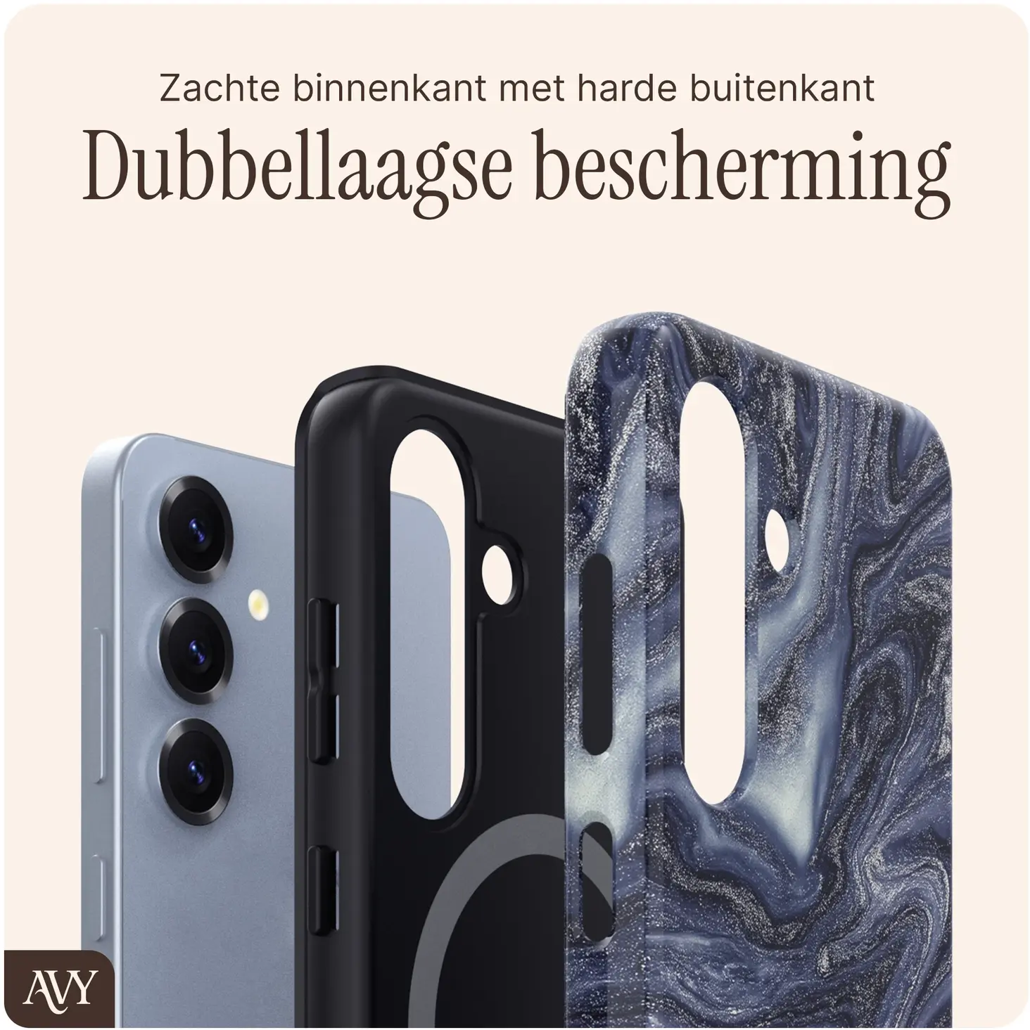 AVY Samsung Galaxy S25 MagSafe Hoesje met Koord (120CM) Obscura Blue afbeelding 5
