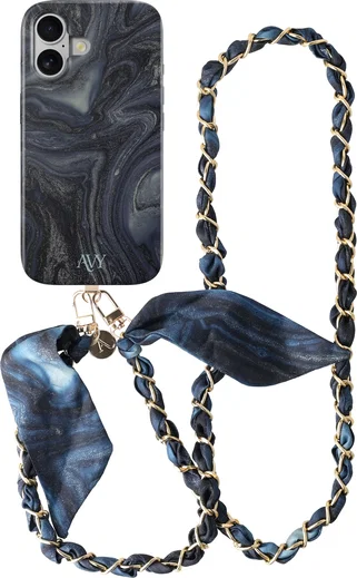AVY Apple iPhone 16 MagSafe Hoesje met Koord (120CM) Obscura Blue afbeelding 1