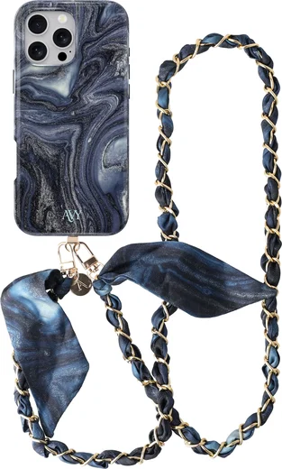 AVY Apple iPhone 16 Pro Max MagSafe Hoesje met Koord (120CM) Obscura Blue afbeelding 1
