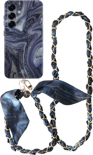 AVY Samsung Galaxy S24 Plus MagSafe Hoesje met Koord (120CM) Obscura Blue afbeelding 1