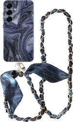 AVY Samsung Galaxy S24 Plus MagSafe Hoesje met Koord (120CM) Obscura Blue afbeelding