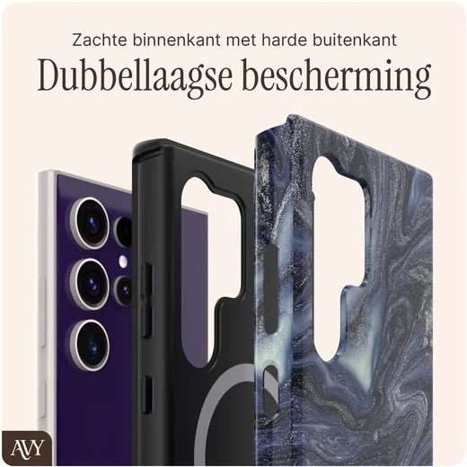 AVY Samsung Galaxy S24 Ultra MagSafe Hoesje met Koord (120CM) Obscura Blue afbeelding 5