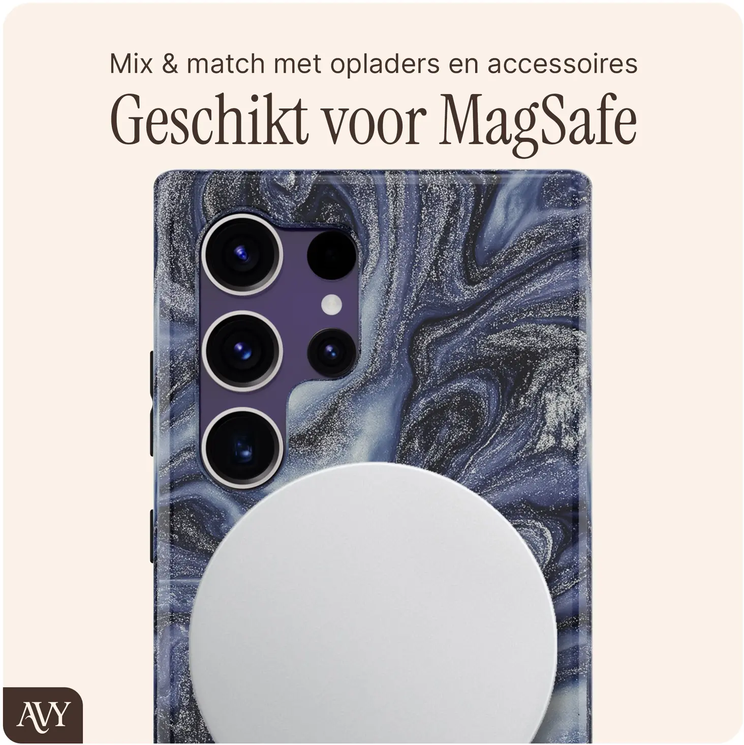 AVY Samsung Galaxy S24 Ultra MagSafe Hoesje met Koord (120CM) Obscura Blue afbeelding 7