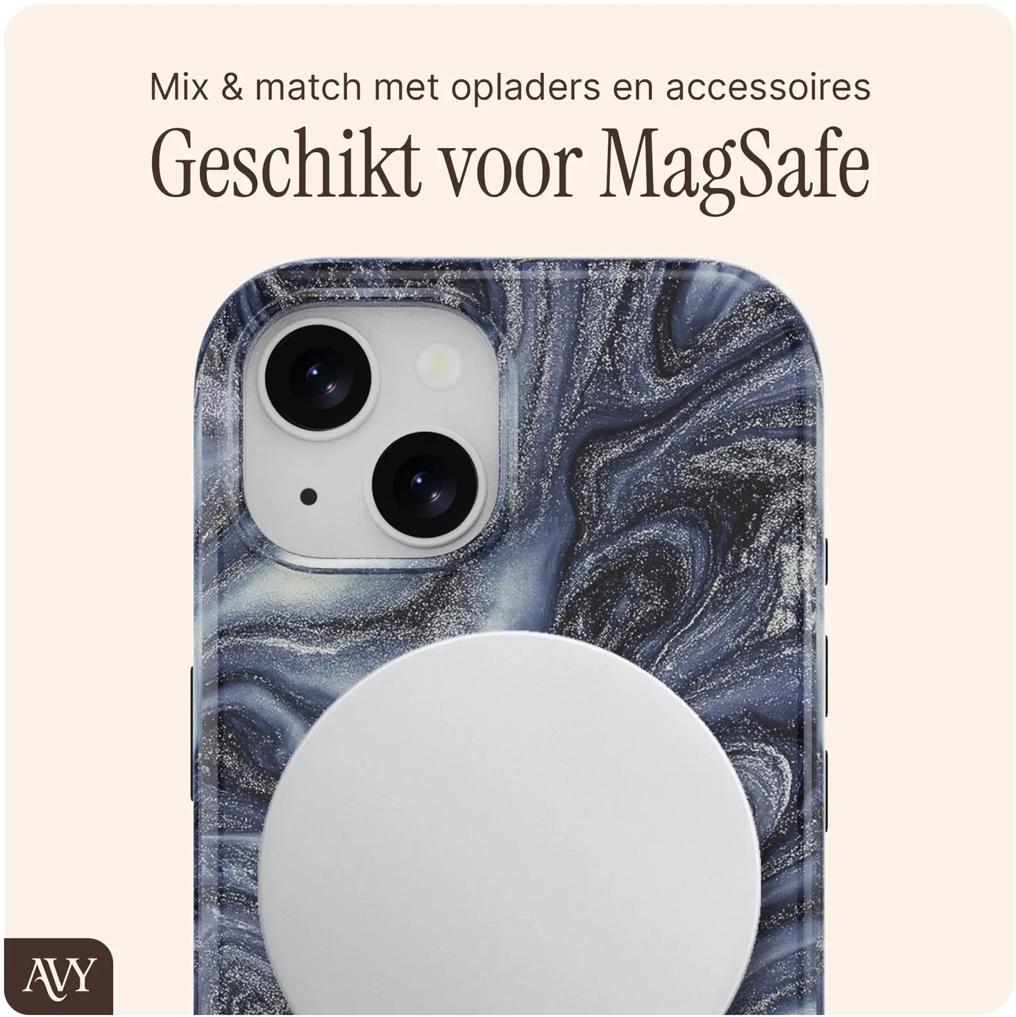 AVY Apple iPhone 15 MagSafe Hoesje met Koord (120CM) Obscura Blue afbeelding 8