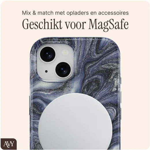AVY Apple iPhone 14 / 13 MagSafe Hoesje met Koord (120CM) Obscura Blue afbeelding 7