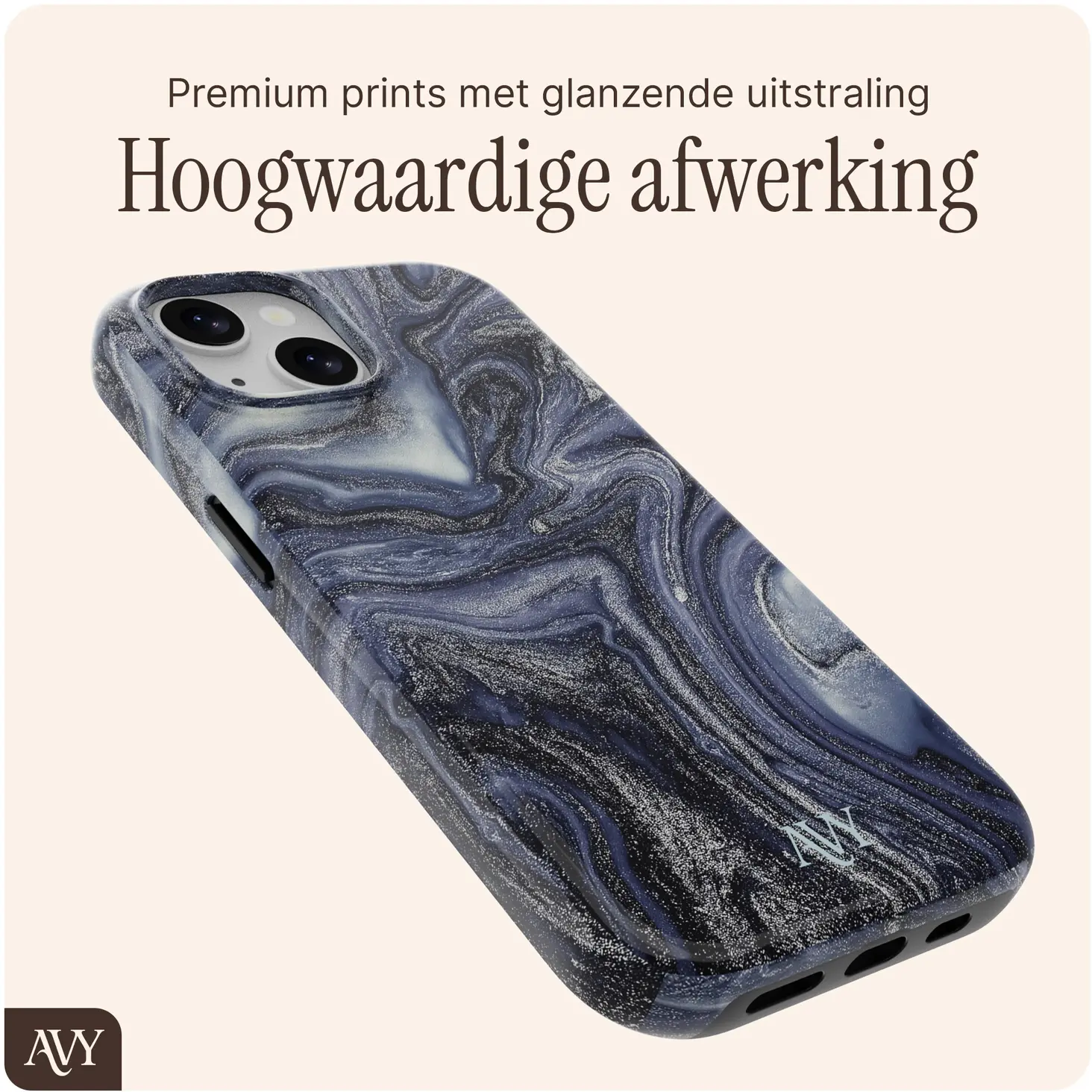AVY Apple iPhone 14 / 13 MagSafe Hoesje met Koord (120CM) Obscura Blue afbeelding 6