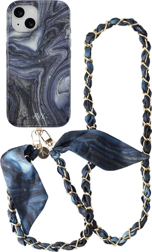 AVY Apple iPhone 14 / 13 MagSafe Hoesje met Koord (120CM) Obscura Blue afbeelding 1