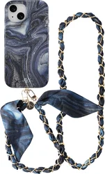 AVY Apple iPhone 14 / 13 MagSafe Hoesje met Koord (120CM) Obscura Blue afbeelding