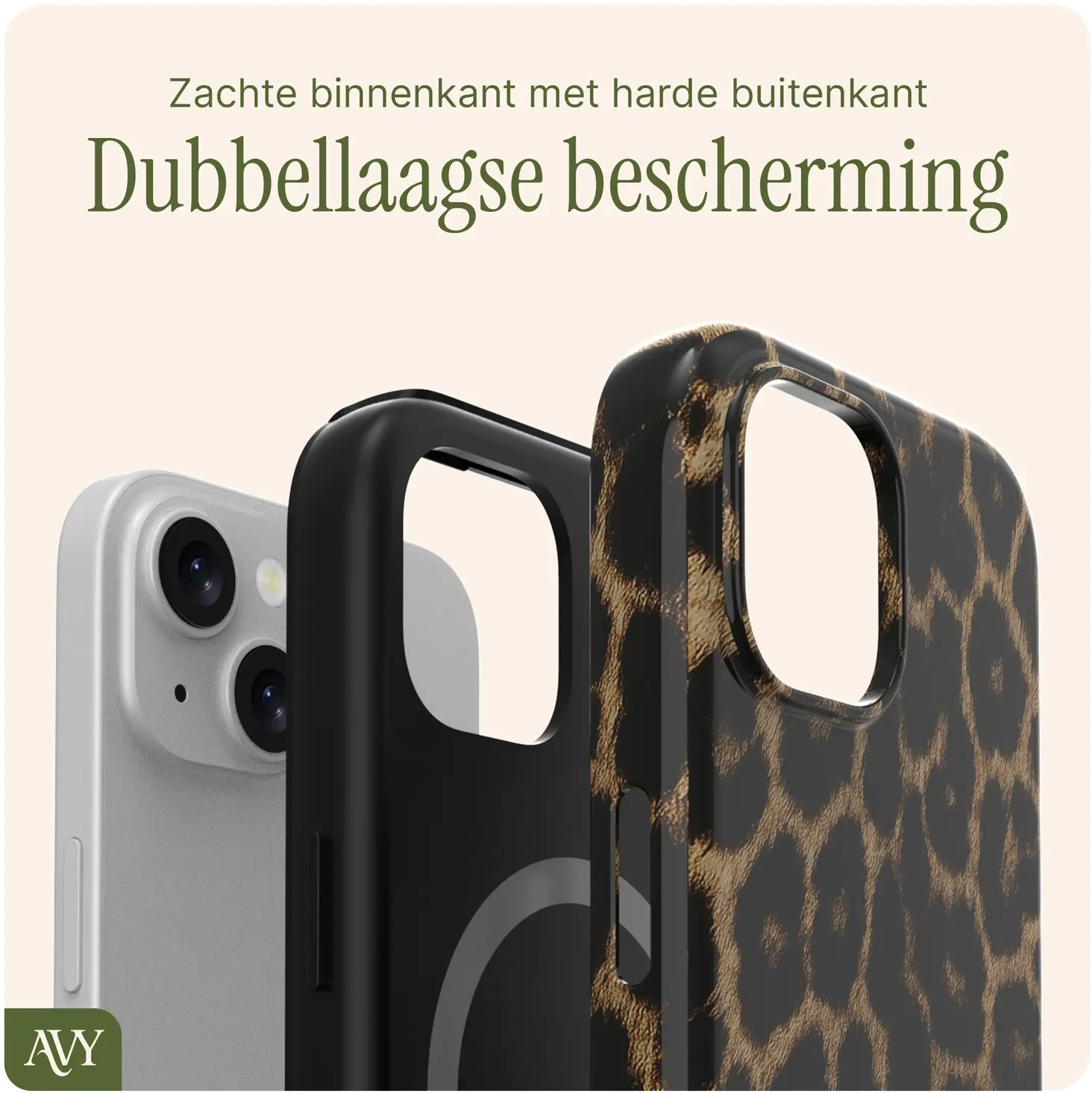 AVY Apple iPhone 14 / 13 MagSafe Hoesje met Koord (120CM) Panthera Chic afbeelding 6
