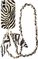 AVY Apple iPhone 17 MagSafe Hoesje met Koord (120CM) Serengeti Zebra afbeelding