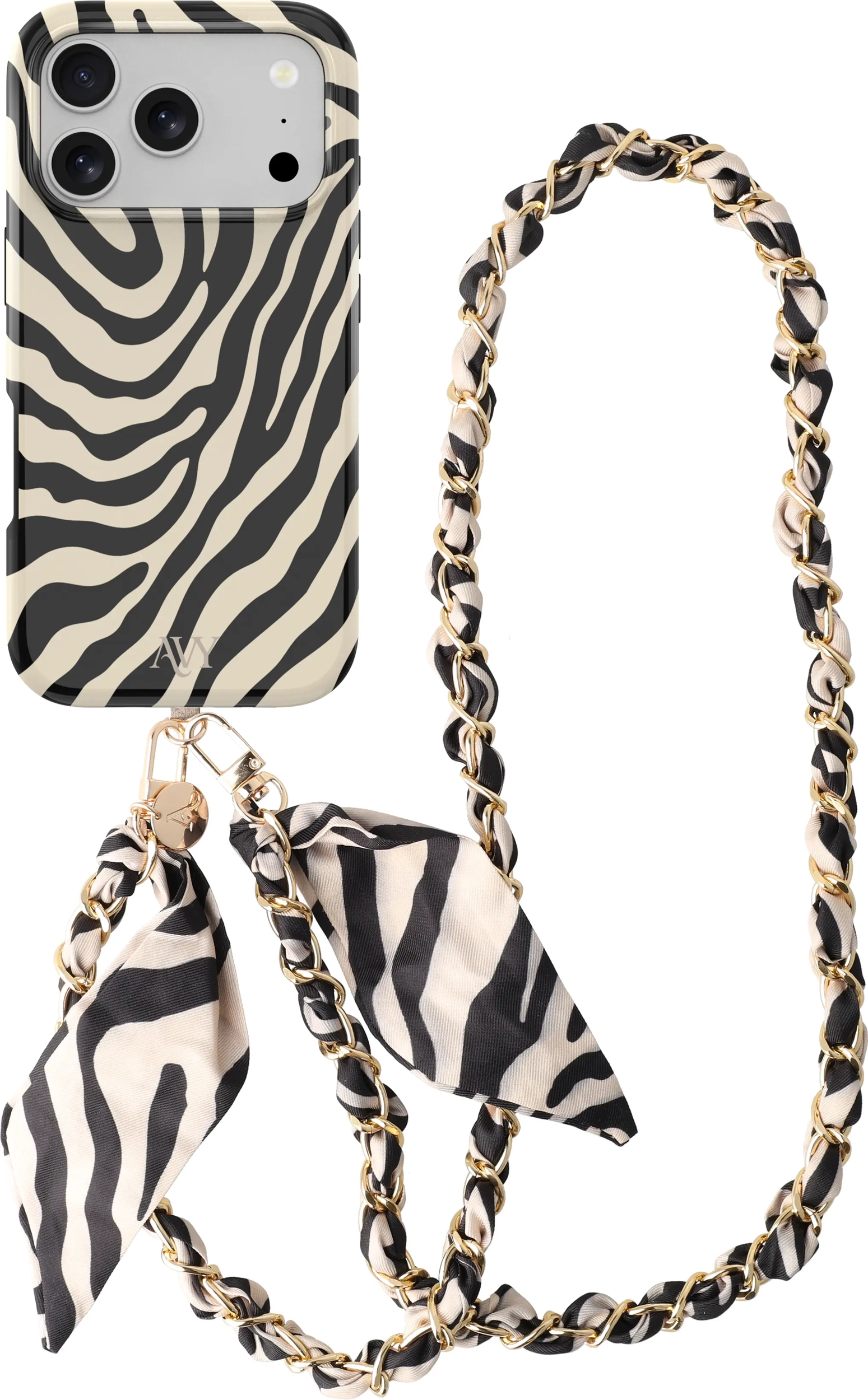 AVY Apple iPhone 17 Pro MagSafe Hoesje met Koord (120CM) Serengeti Zebra afbeelding 1