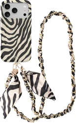 AVY Apple iPhone 17 Pro MagSafe Hoesje met Koord (120CM) Serengeti Zebra afbeelding