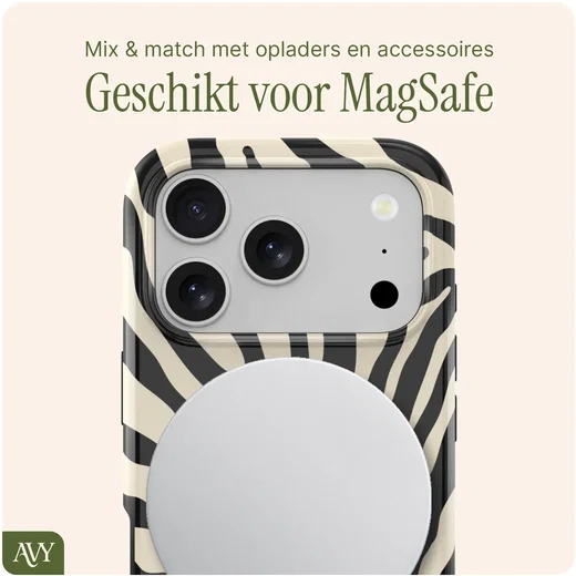 AVY Apple iPhone 17 Pro Max MagSafe Hoesje met Koord (120CM) Serengeti Zebra afbeelding 8