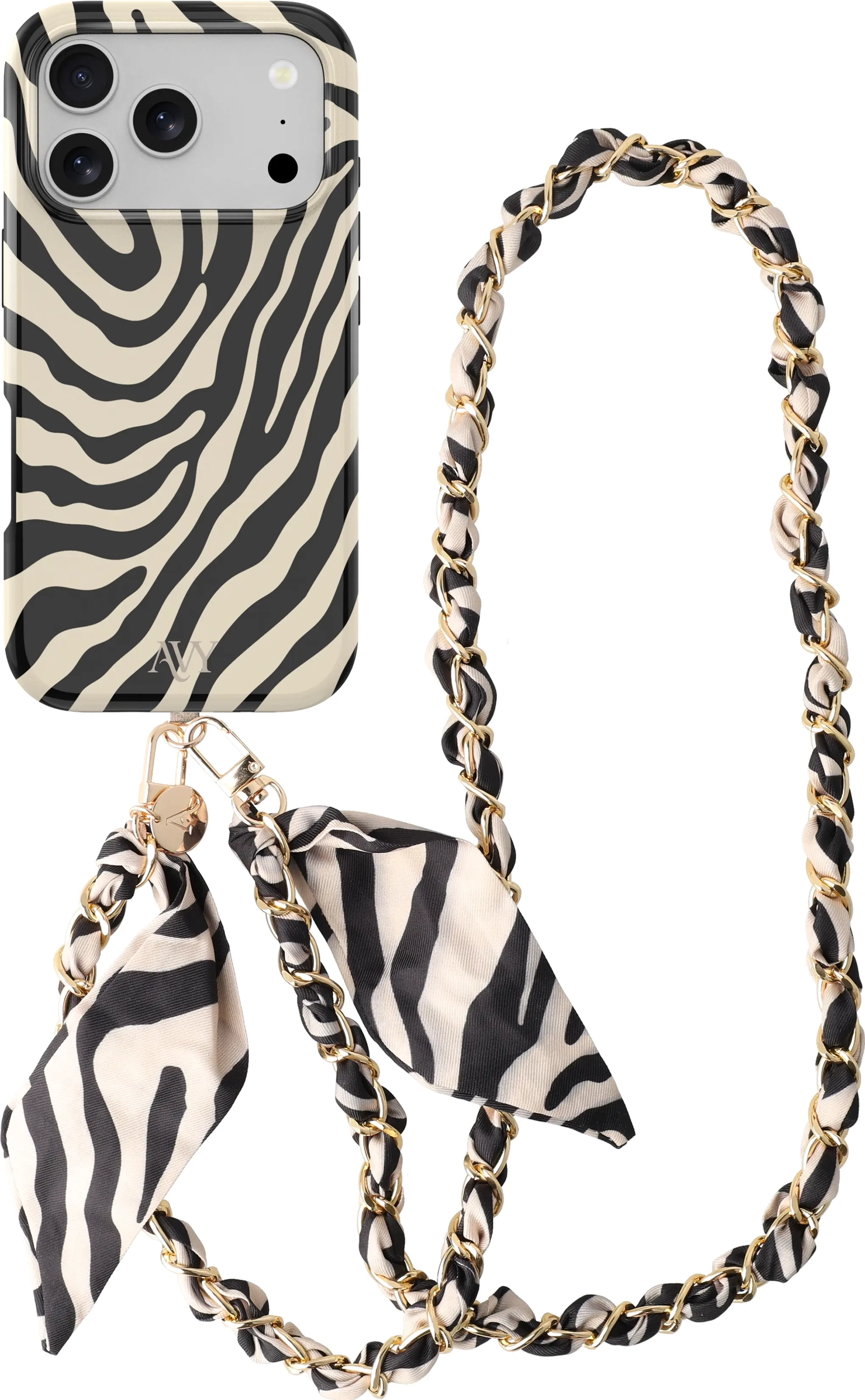 AVY Apple iPhone 17 Pro Max MagSafe Hoesje met Koord (120CM) Serengeti Zebra afbeelding 1