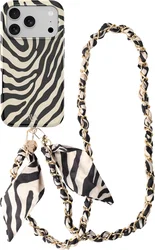 AVY Apple iPhone 17 Pro Max MagSafe Hoesje met Koord (120CM) Serengeti Zebra afbeelding