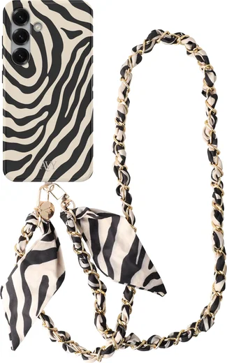 AVY Samsung Galaxy S25 MagSafe Hoesje met Koord (120CM) Serengeti Zebra afbeelding 1