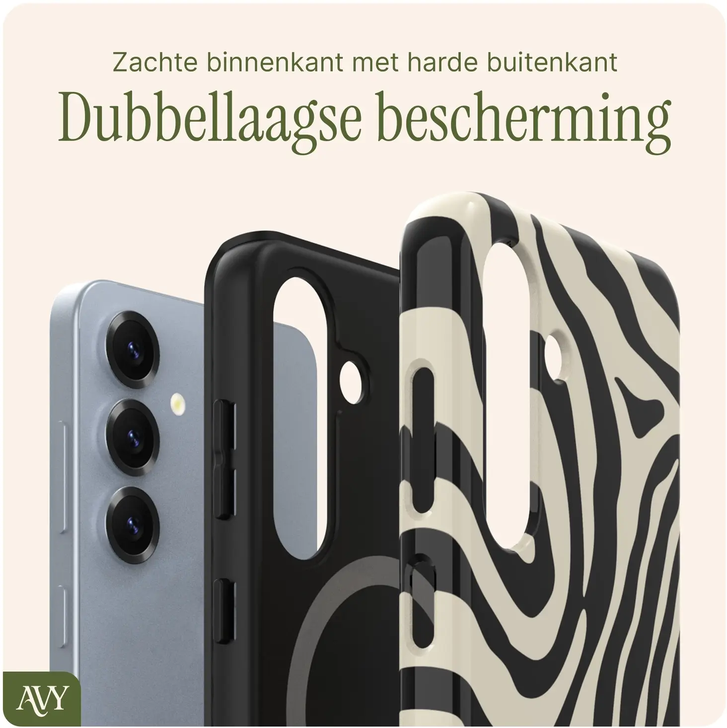AVY Samsung Galaxy S25 MagSafe Hoesje met Koord (120CM) Serengeti Zebra afbeelding 5