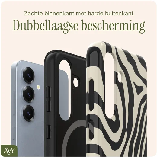 AVY Samsung Galaxy S25 MagSafe Hoesje met Koord (120CM) Serengeti Zebra afbeelding 5