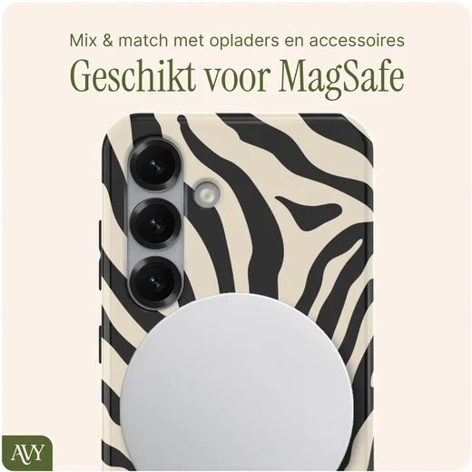 AVY Samsung Galaxy S25 MagSafe Hoesje met Koord (120CM) Serengeti Zebra afbeelding 6
