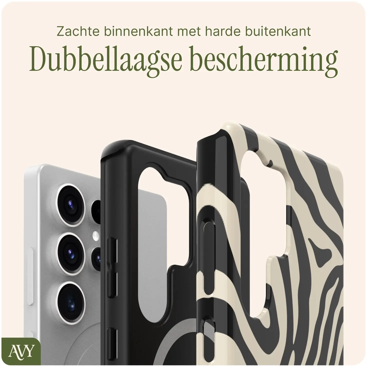 AVY Samsung Galaxy S25 Ultra MagSafe Hoesje met Koord (120CM) Serengeti Zebra afbeelding 5