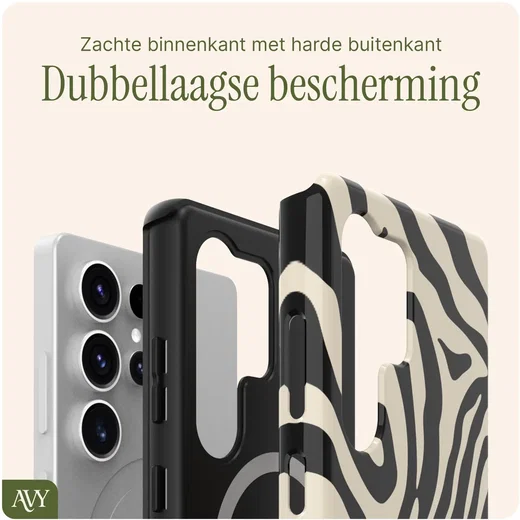 AVY Samsung Galaxy S25 Ultra MagSafe Hoesje met Koord (120CM) Serengeti Zebra afbeelding 5