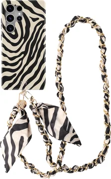 AVY Samsung Galaxy S25 Ultra MagSafe Hoesje met Koord (120CM) Serengeti Zebra