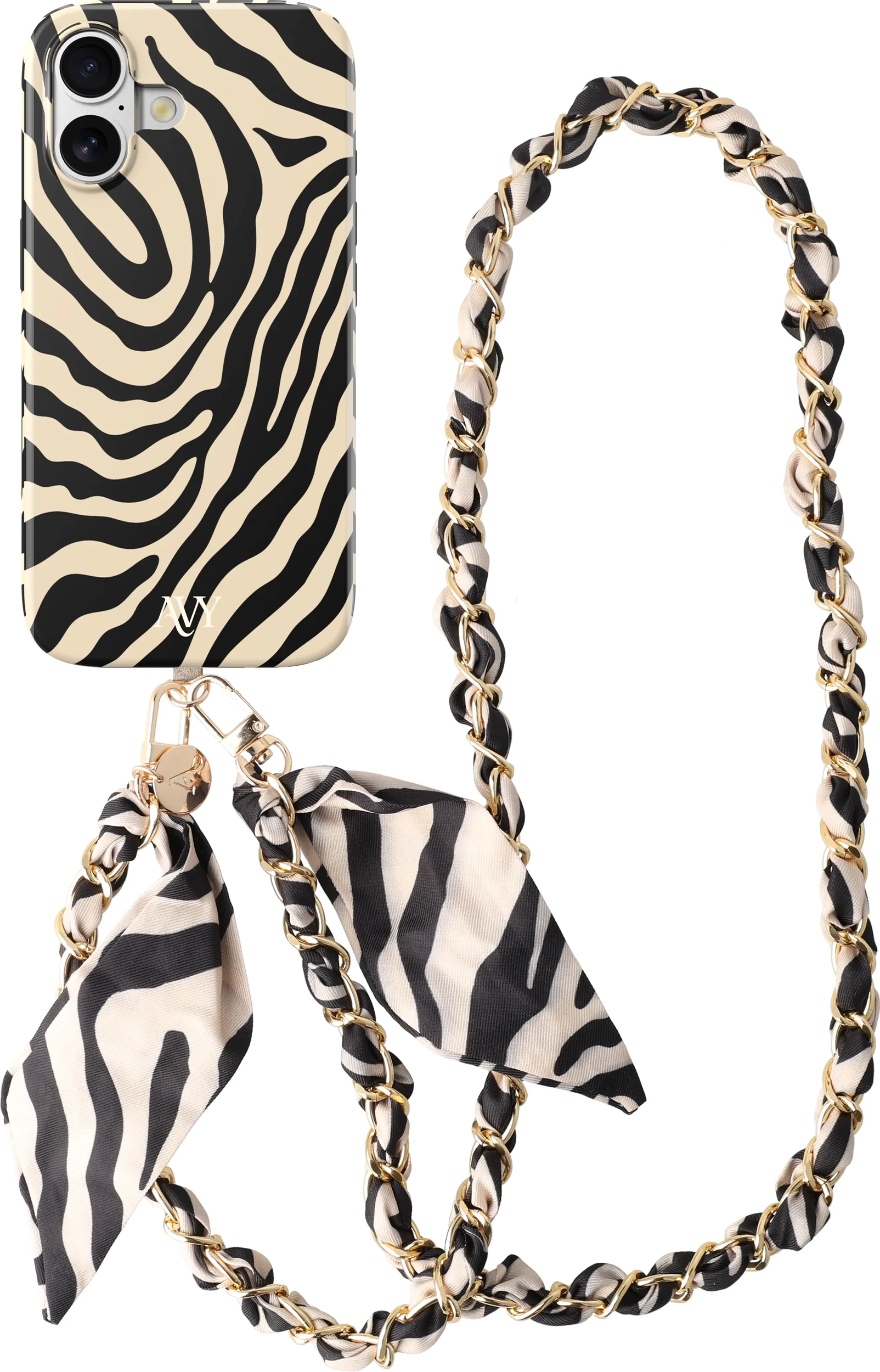 AVY Apple iPhone 16 MagSafe Hoesje met Koord (120CM) Serengeti Zebra afbeelding 1