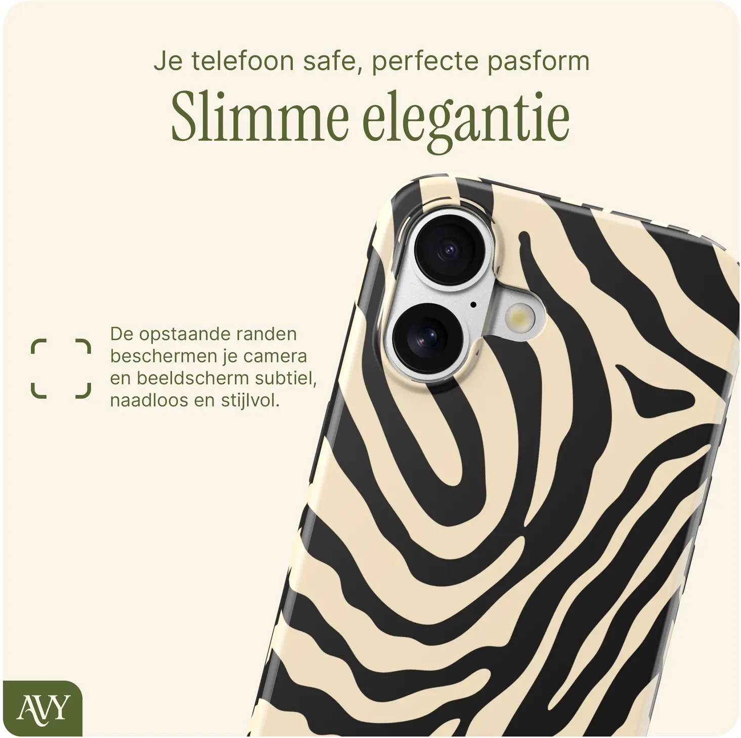 AVY Apple iPhone 16 MagSafe Hoesje met Koord (120CM) Serengeti Zebra afbeelding 5