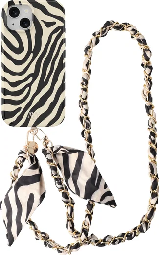 AVY Apple iPhone 14 / 13 MagSafe Hoesje met Koord (120CM) Serengeti Zebra afbeelding 1